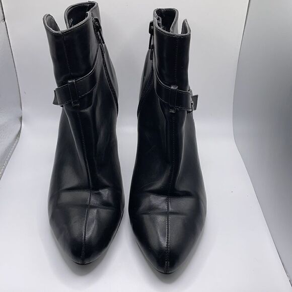 Chinese Laundry Black Faux Leather Heeled Pointed Toe Booties (Size: 7) - Picture 4 of 16